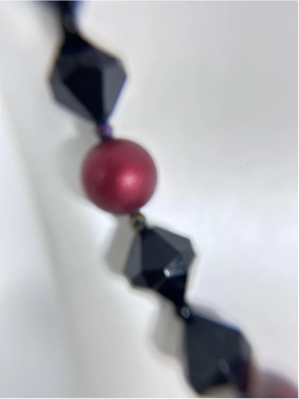 Necklace Black Acrylic Beaded Statement Chunky Faceted Geometric Pearls